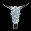 Pastel Blue Mosaic Cow Skull Wall Decor – Boho Animal Skull with Horns for Beach House, Living Room, or Gallery Wall - Skull,A/124