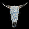 Pastel Blue Mosaic Cow Skull Wall Decor – Boho Animal Skull with Horns for Beach House, Living Room, or Gallery Wall - Skull,A/124