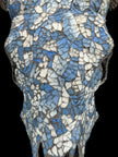 Pastel Blue Mosaic Cow Skull Wall Decor – Boho Animal Skull with Horns for Beach House, Living Room, or Gallery Wall - Skull,A/124