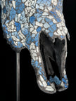 Pastel Blue Mosaic Cow Skull Wall Decor – Boho Animal Skull with Horns for Beach House, Living Room, or Gallery Wall - Skull,A/124