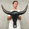 Black Mosaic Buffalo Skull – Dark Horn Wall Decor for Boho, Gothic, Modern Industrial, or Rustic Statement Interior Styling - Skull,A/136