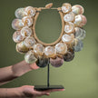 Decorative Shell Necklace on Stand – Coastal Tribal-Inspired Display Piece for Boho, Natural, or Ethnic-Inspired Home Styling - SN 5 - SN A/01