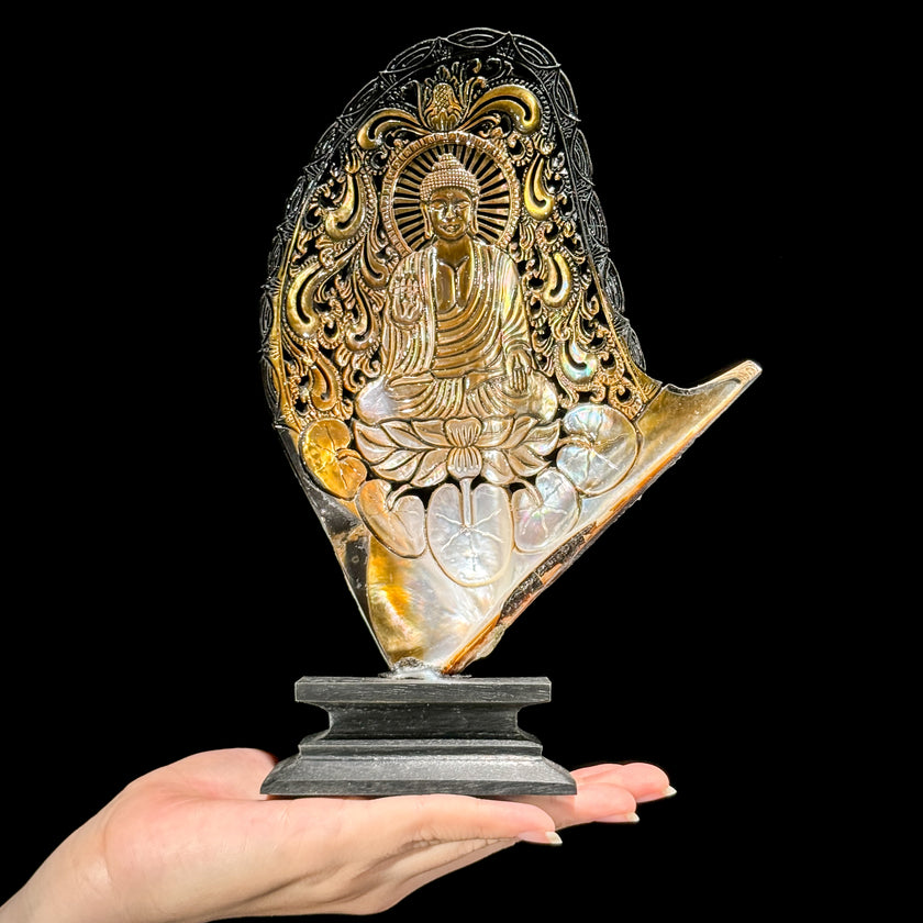 Carved Mother of Pearl Shells Budha Carving ToS,A/026