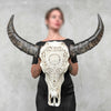 Caved Waterbuffalo Skulls with Big lotus Carving Skull,A/089