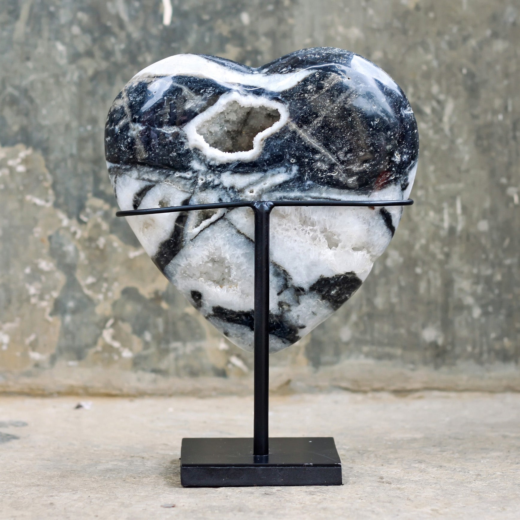 Wonderful Zebra Crystal Heart-Shaped on a custom stand CH/021