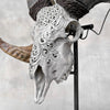 Carved Ram Skull with Flower Of life motif on stand - Skull,A/158