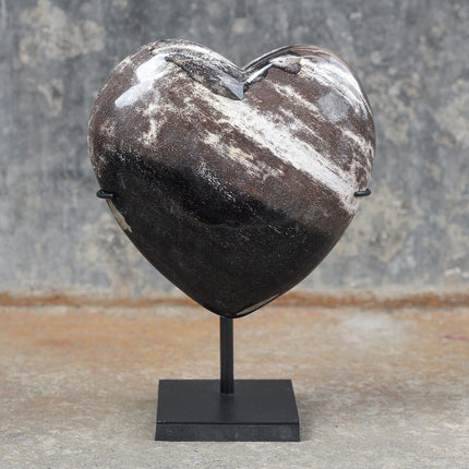 Wonderful Petrified Wood Heart-Shaped on a Custom Stand PWH/023