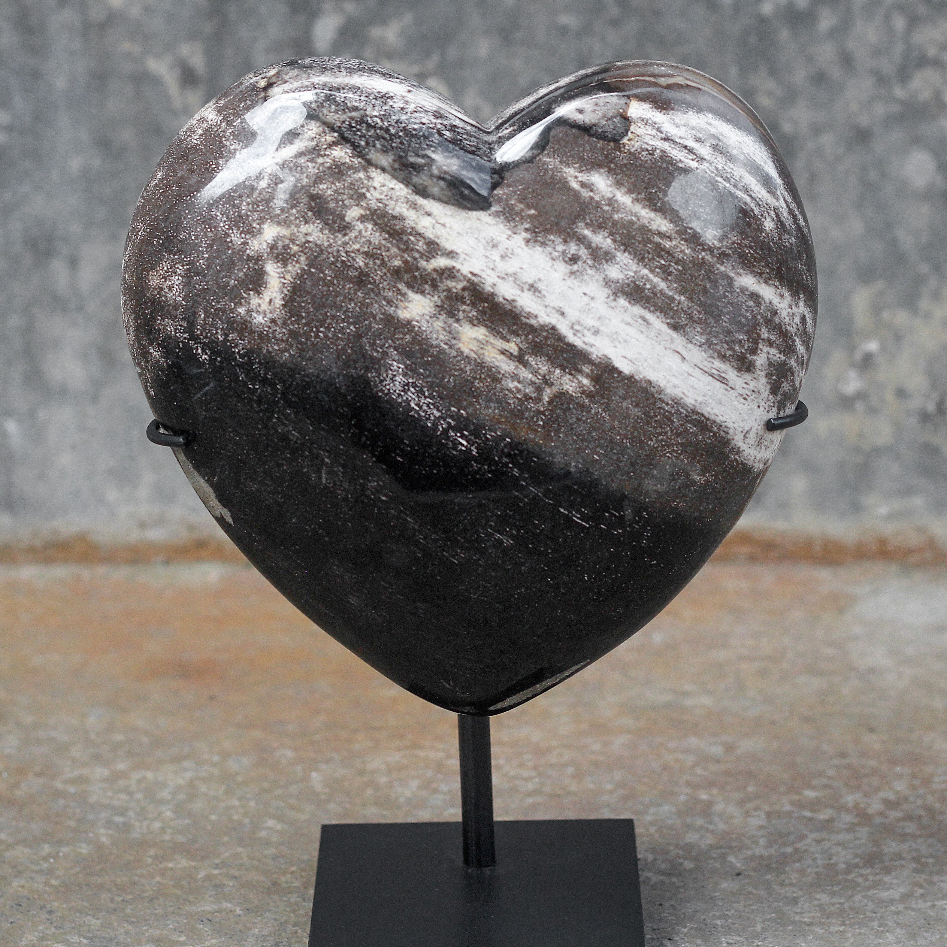 Wonderful Petrified Wood Heart-Shaped on a Custom Stand PWH/023