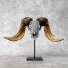 Carved Ram Skull with Tradbal motif on stand - Skull,A/159