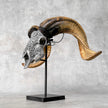 Carved Ram Skull with Tradbal motif on stand - Skull,A/159