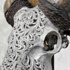 Carved Ram Skull with Tradbal motif on stand - Skull,A/159