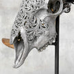 Carved Ram Skull with Tradbal motif on stand - Skull,A/159