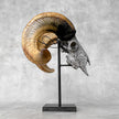 Carved Ram Skull with Tradbal motif on stand - Skull,A/159