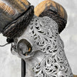 Carved Ram Skull with Tradbal motif on stand - Skull,A/159