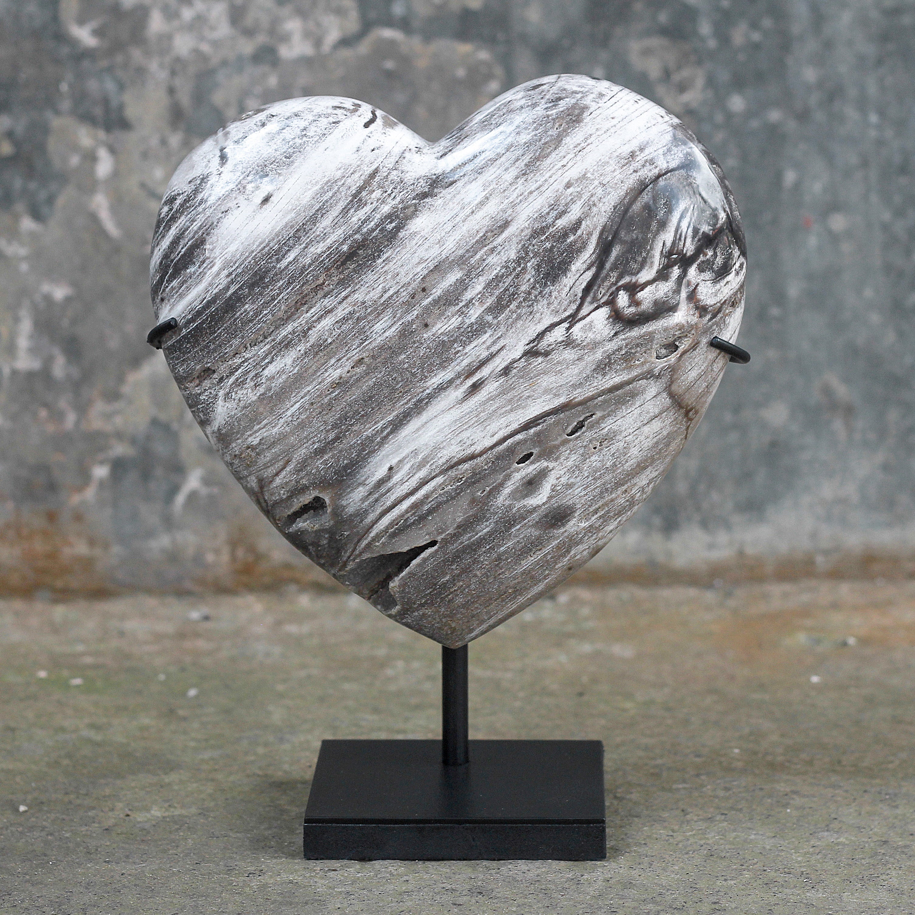 Wonderful Petrified Wood Heart-Shaped on a Custom Stand PWH/024