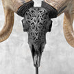 Carved Ram Skull with Tradbal motif on stand - Skull,A/157