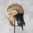 Carved Ram Skull with Tradbal motif on stand - Skull,A/157