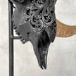 Carved Ram Skull with Tradbal motif on stand - Skull,A/157