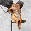 Carved Ram Skull with Big Lotus motif on stand - Skull,A/161