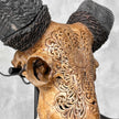 Carved Ram Skull with Big Lotus motif on stand - Skull,A/161