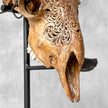 Carved Ram Skull with Big Lotus motif on stand - Skull,A/161