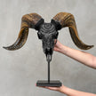 Carved Ram Skull with Badong Motif - Black Wall Art Decor for Boho, Rustic & Eclectic Interiors - Skull,A/116