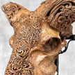 Brown Ram Skull Carved Horns with Star Mandala motif on stand - Skull,A/166