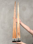 Pair of Natural Tusks on Stand – Rustic Bone Sculpture, Tribal-Inspired Decor, Organic Accent - Tusk,A/048