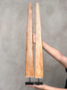 Pair of Natural Tusks on Stand – Rustic Tribal Decor, Bone Sculpture, African Style Accent - Tusk,A/042