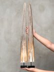 Pair of Natural Tusks on Stand – Rustic Tribal Decor, Bone Sculpture, African Style Accent - Tusk,A/042