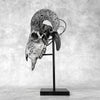 Grey Ram Skull Carved Horns with Infinity motif on stand - Skull,A/164