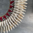 SN16 - Decorative Shell Necklace on custom stand - Large white cut shells, Colored Beads woven on to Natural Fibres - 23/Etsy/553