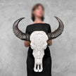 Caved Waterbuffalo Skulls with Flower Mandala Carving Skull,A/170