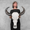 Caved Waterbuffalo Skulls with Flower Mandala Carving Skull,A/170