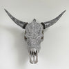 Real Carved Cow Skull with Carved Horns 22/EX/335