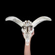 White Ram Skull Carved Horns with Flower Mandala motif on stand - Skull,A/165