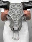 Grey Carved Buffalo Skulls with Leaf motif | Skull,A/176