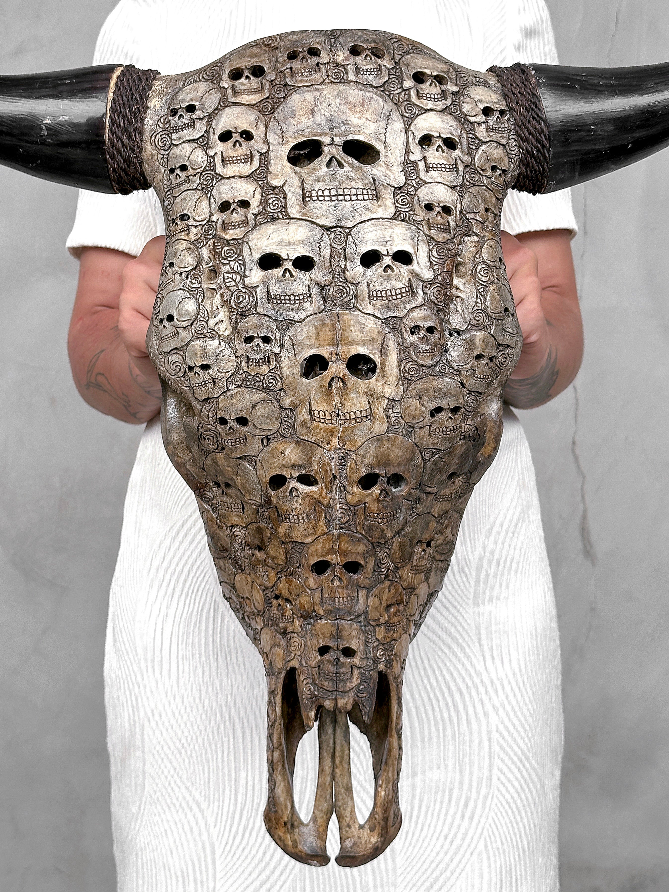 Bull Skull Carved Human Skull - Skull,A/156