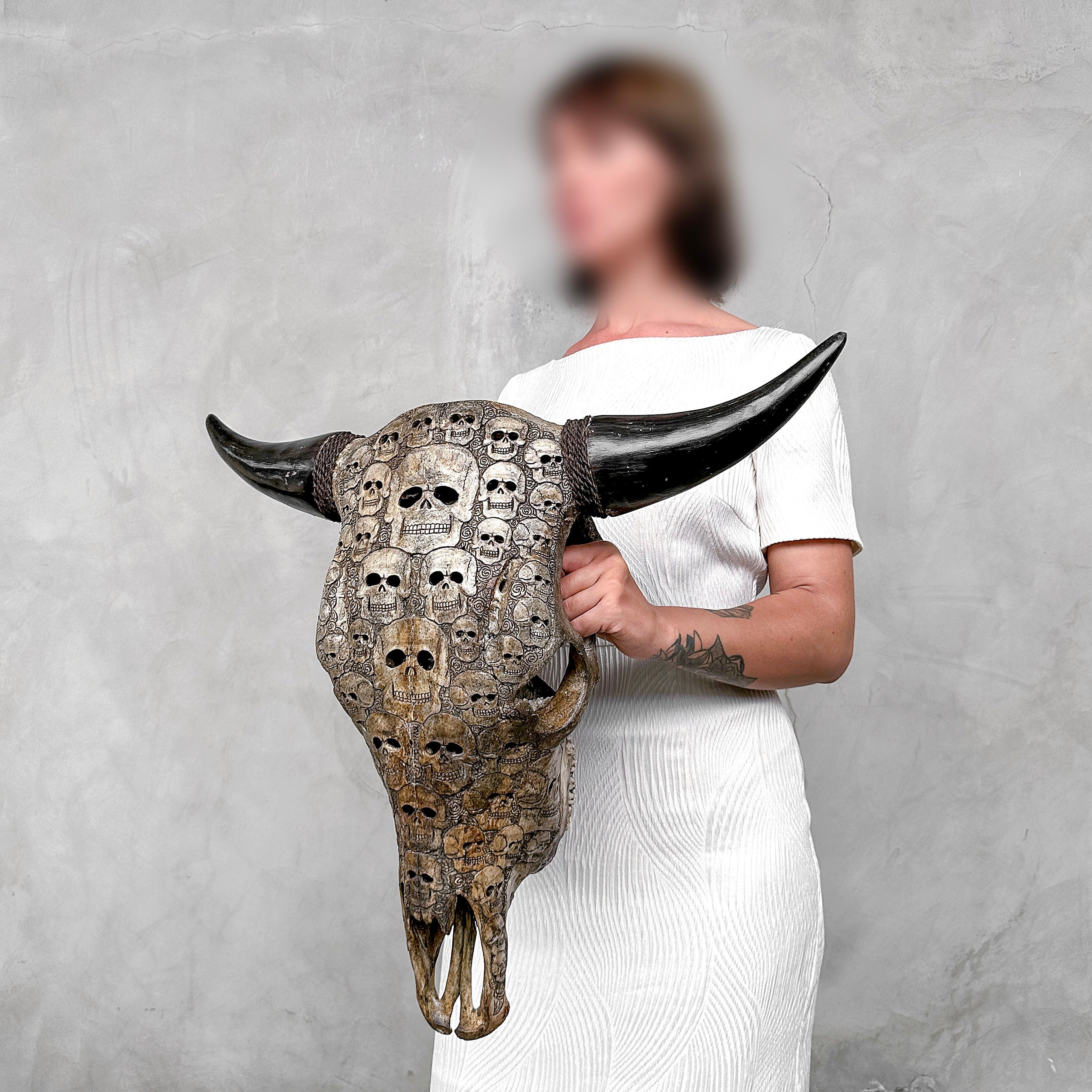 Bull Skull Carved Human Skull - Skull,A/156