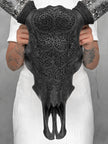 Fully carved cow skulls with Fern Carving Skull,A/178