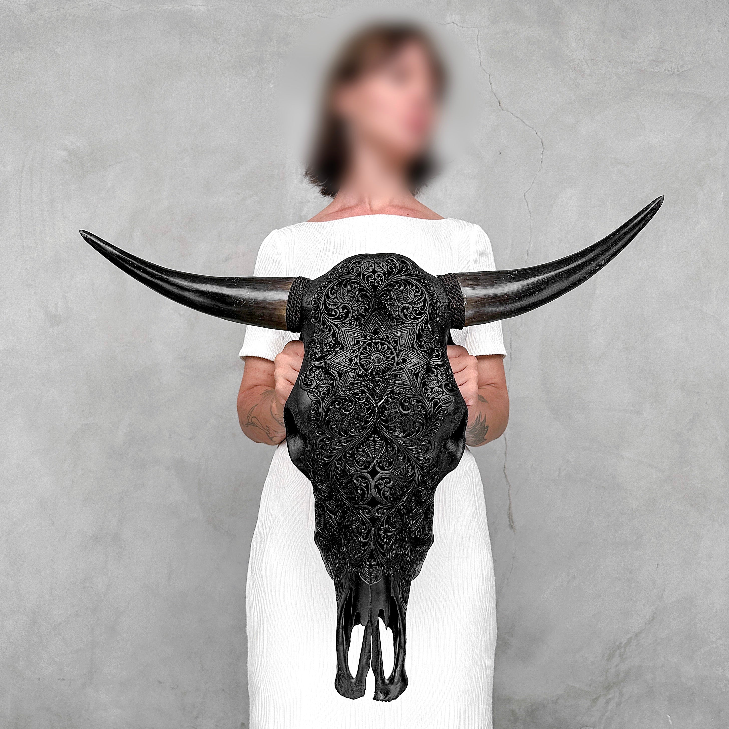 Bull Skull Carved Star Mandala - Skull,A/148