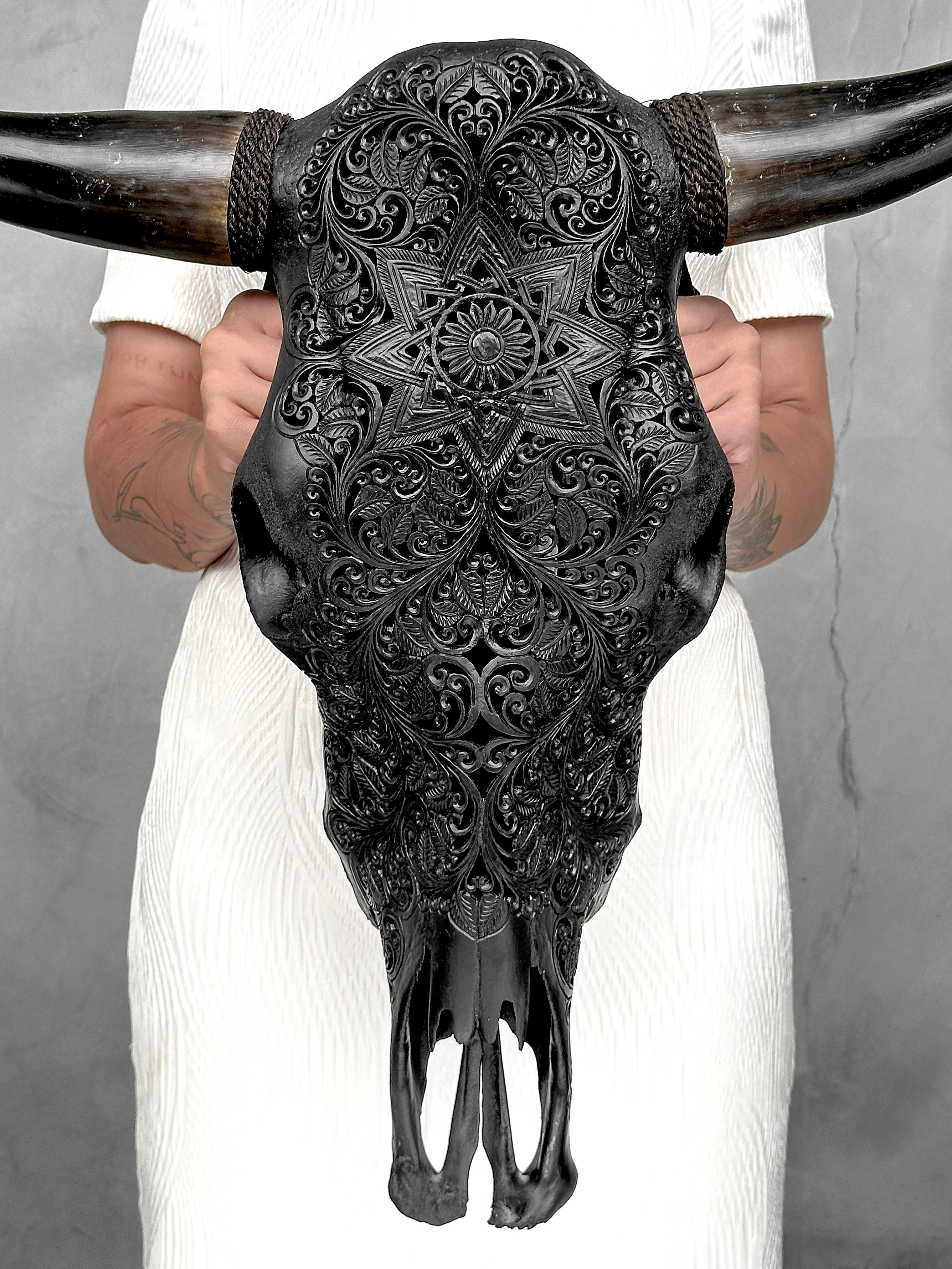 Bull Skull Carved Star Mandala - Skull,A/148