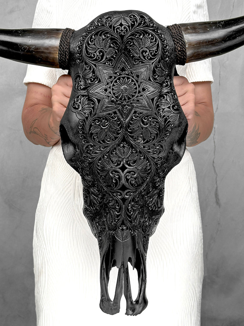 Bull Skull Carved Star Mandala - Skull,A/148