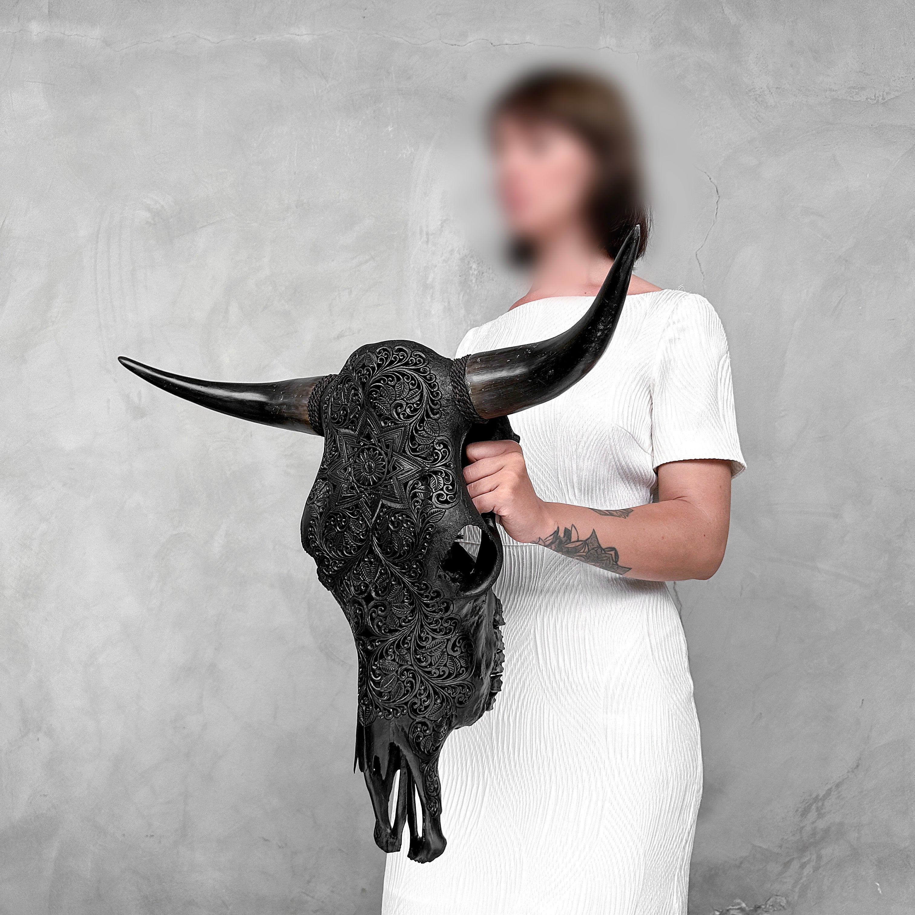 Bull Skull Carved Star Mandala - Skull,A/148