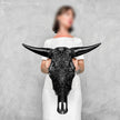 Bull Skull Carved Tradbal - Skull,A/147