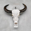 Caved Waterbuffalo Skulls with Flower Mandala Carving Skull,A/170