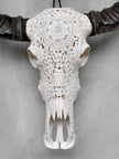 Caved Waterbuffalo Skulls with Flower Mandala Carving Skull,A/170