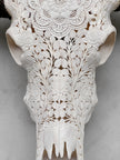 Caved Waterbuffalo Skulls with Flower Mandala Carving Skull,A/170