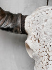 Caved Waterbuffalo Skulls with Flower Mandala Carving Skull,A/170