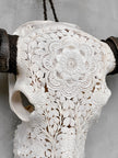 Caved Waterbuffalo Skulls with Flower Mandala Carving Skull,A/170